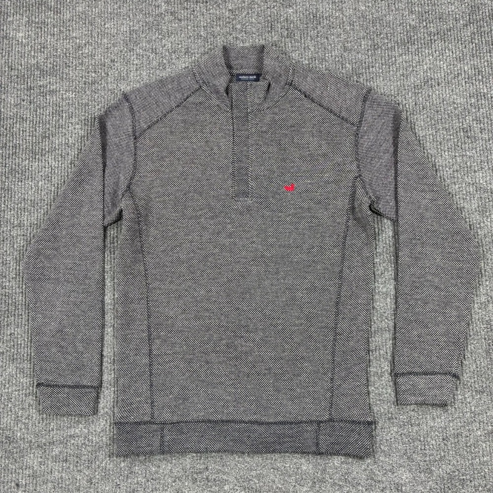 Southern Marsh Mens Small Gray Heather 1/4 Zip Pullover Sweater Duck Logo